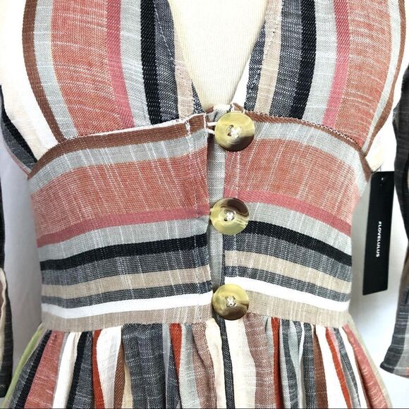 LULU’S DRESS CABANA IN CABO MULTICOLOR STRIPES BUTTON FRONT NWT - Picture 6 of 11